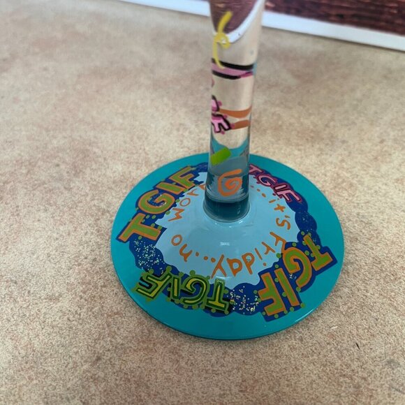 Lolita "TGIF" Thank God It's Friday Love My Wine Hand Painted Wine Goblet - Picture 6 of 8